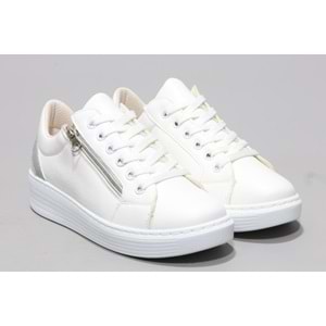 Kadir Ekici 822 Bayan Fermuarlı Sneakers Ayakkabı - BEYAZ - 39