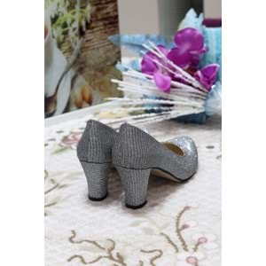 Konfores 909 Bayan Kalın Topuklu Stiletto - gri - 36