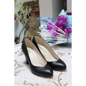 Konfores 909 Bayan Kalın Topuklu Stiletto - siyah - 40