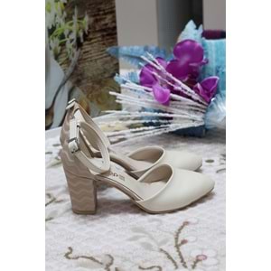 Konfores 910 Bayan Baletli Stiletto Ayakkabı - BEJ - 40