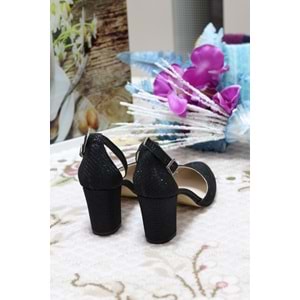 Konfores 910 Bayan Baletli Stiletto Ayakkabı - siyah simli - 37