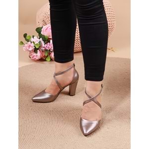 Konfores 911 Bayan Çapraz Baletli Stiletto - NKT00911-platin-36
