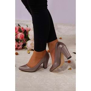Konfores 922 Bayan Kalın Topuklu Stiletto Ayakkabı - NKT00922-platin-36