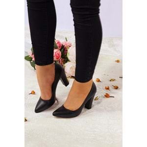 Konfores 922 Bayan Kalın Topuklu Stiletto Ayakkabı - NKT00922-siyah-38