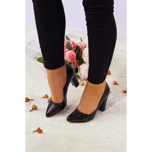 Konfores 922 Bayan Kalın Topuklu Stiletto Ayakkabı - NKT00922-siyah baskılı-40