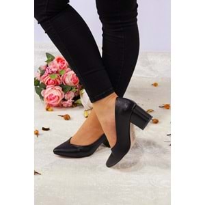 Konfores 923 Bayan Kalın Topuklu Stiletto Ayakkabı - NKT00923-siyah baskılı-37