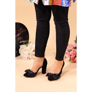 Konfores 927 Bayan Stiletto Kalın Topuk Ayakkabı - NKT00927-siyah nubuk-35