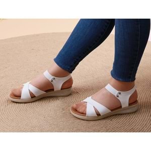 Konfores 1022 Anatomik Bayan Sandalet - NKT01022-BEYAZ-37
