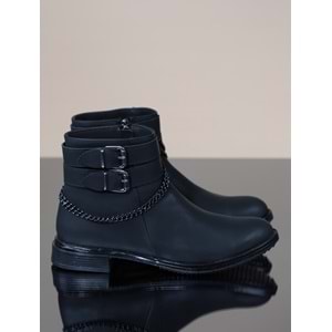 Konfores 1090 Bayan Anatomik Düz Taban Zincirli Bot - NKT01090-siyah-41