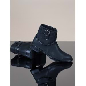 Konfores 1090 Bayan Anatomik Düz Taban Zincirli Bot - NKT01090-siyah-41