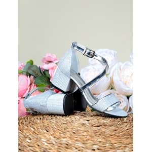 Kidessa 1098 Kız Çocuk Kalın Topuklu Ayakkabı - NKT01098-gümüş-26