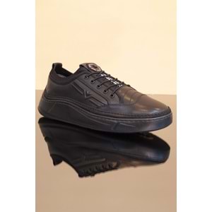 Konfores 1252 Hakiki Deri Anatomik Günlük Sneakers Ayakkabı - NKT01252-siyah-40