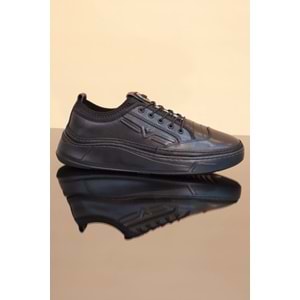 Konfores 1252 Hakiki Deri Anatomik Günlük Sneakers Ayakkabı - NKT01252-siyah-41