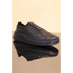 Konfores 1252 Hakiki Deri Anatomik Günlük Sneakers Ayakkabı - NKT01252-siyah-44