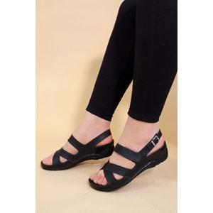 Konfores 1255 Tam Anatomik Bayan Sandalet - NKT01255-siyah-36