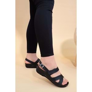 Konfores 1255 Tam Anatomik Bayan Sandalet - NKT01255-siyah-37