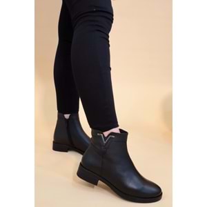 Konfores 1256 Hakiki Deri Anatomik Kauçuk Tabanlı Bayan Bot - NKT01256-siyah-36