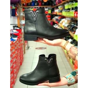 Konfores 1256 Hakiki Deri Anatomik Kauçuk Tabanlı Bayan Bot - NKT01256-siyah-40