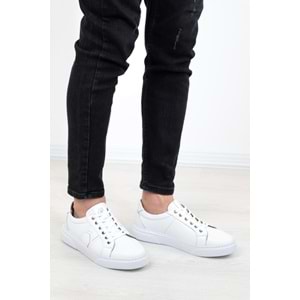 Konfores 1278 Hakiki Deri Anatomik Günlük Sneakers Erkek Ayakkabı - NKT01278-BEYAZ-40