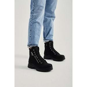 Konfores 1377 Kauçuk Tabanlı Bayan Spor Postal Bot - NKT01377-siyah-37