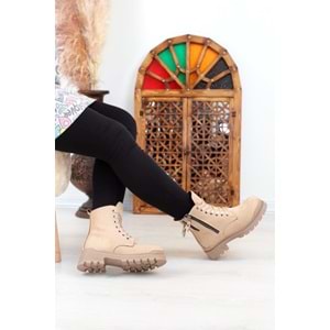 Konfores 1399 Kauçuk Tabanlı Bayan Spor Bot - NKT01399-BEJ-40