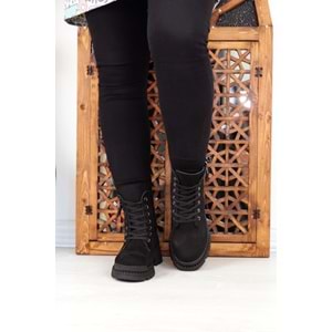 Konfores 1399 Kauçuk Tabanlı Bayan Spor Bot - NKT01399-siyah nubuk-40