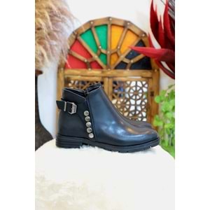 Konfores 1405 Kauçuk Tabanlı Bayan Düz Tabanlı Bot - NKT01405-siyah-38