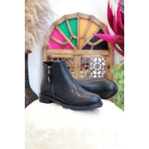 Konfores 1406 Kauçuk Tabanlı Bayan Düz Tabanlı Bot - NKT01406-siyah-36