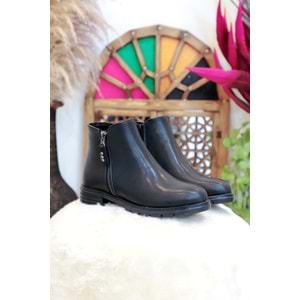 Konfores 1406 Kauçuk Tabanlı Bayan Düz Tabanlı Bot - NKT01406-siyah-36