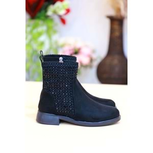 Konfores 1431 Kauçuk Tabanlı Bayan Düz Tabanlı Bot - NKT01431-siyah nubuk-37