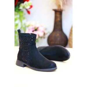 Konfores 1431 Kauçuk Tabanlı Bayan Düz Tabanlı Bot - NKT01431-siyah nubuk-39