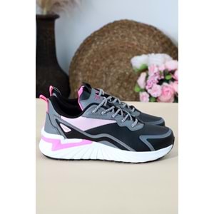 Konfores 1453-27770 Anatomik Taban Sneakers Ayakkabı - NKT01453-siyah pembe-36