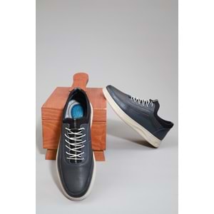 Konfores 1525 Hakiki Deri Anatomik Tabanlı Erkek Sneakers Ayakkabı - NKT01525-gri-40