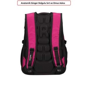 Konfores 1551-2225 Unisex Anatomik Yarasa Sırt Okul Çantası - NKT01551-PEMBE-TEK EBAT