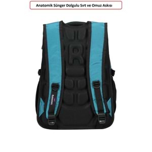 Konfores 1551-2225 Unisex Anatomik Yarasa Sırt Okul Çantası - NKT01551-turkuaz-TEK EBAT