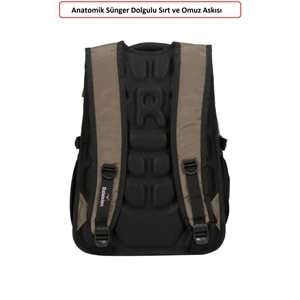 Konfores 1551-2225 Unisex Anatomik Yarasa Sırt Okul Çantası - NKT01551-VIZON-TEK EBAT