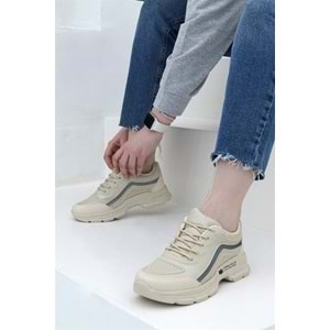 Konfores 1658 Anatomik Tabanlı Bayan Sneakers Ayakkabı - NKT01658-BEJ-40
