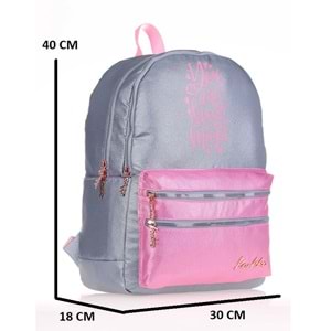 Konfores 1683-Anatomik Sırt Destekli Ortaokul Lise ve Günlük Sırt Çantası - NKT01683-gri pembe-TEK EBAT