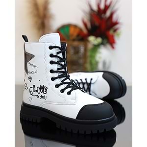 Kidessa 1763 Anatomik Tabanlı Kız Çocuk Postal Bot - NKT01763-BEYAZ-26
