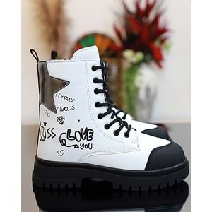 Kidessa 1763 Anatomik Tabanlı Kız Çocuk Postal Bot - NKT01763-BEYAZ-26