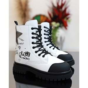 Kidessa 1763 Anatomik Tabanlı Kız Çocuk Postal Bot - NKT01763-BEYAZ-27
