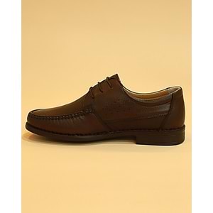 Konfores 1797 Hakiki Deri Anatomik Tabanlı Erkek Günlük Ayakkabı - NKT01797-Kahve Bağcıklı-41