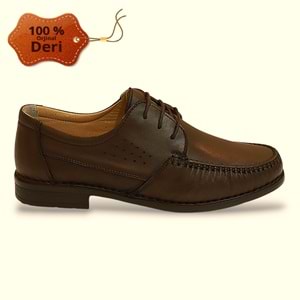 Konfores 1797 Hakiki Deri Anatomik Tabanlı Erkek Günlük Ayakkabı - NKT01797-Kahve Bağcıklı-42