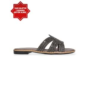Konfores 1883-513040 Kadın Günlük ve Abiye Taşlı Terlik - NKT01883-platin-40