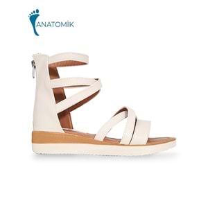Konfores 1894-426101 Anatomik Tabanlı Fermuarlı Kadın Sandalet - NKT01894-BEJ-40