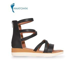 Konfores 1894-426101 Anatomik Tabanlı Fermuarlı Kadın Sandalet - NKT01894-siyah-40