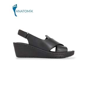Konfores 1911-390240 Tam Anatomik Tabanlı Kadın Sandalet - NKT01911-siyah-37