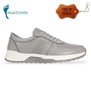 Konfores 1933-577394 Hakiki Deri Anatomik Tabanlı Erkek Günlük Ayakkabı - NKT01933-gri-44