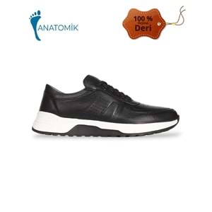 Konfores 1933-577394 Hakiki Deri Anatomik Tabanlı Erkek Günlük Ayakkabı - NKT01933-siyah beyaz-40