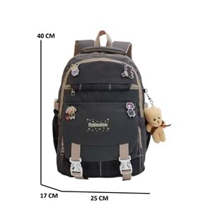 Relaxion 1396 Kore Tarzı Unisex Çocuk Üçlü Set İlkokul Sırt Çantası - NKT02206-PEMBE-TEKEBAT